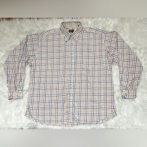 Gitman Bros Button-up shirt Men’s large blue orange plaid checked Made in USA